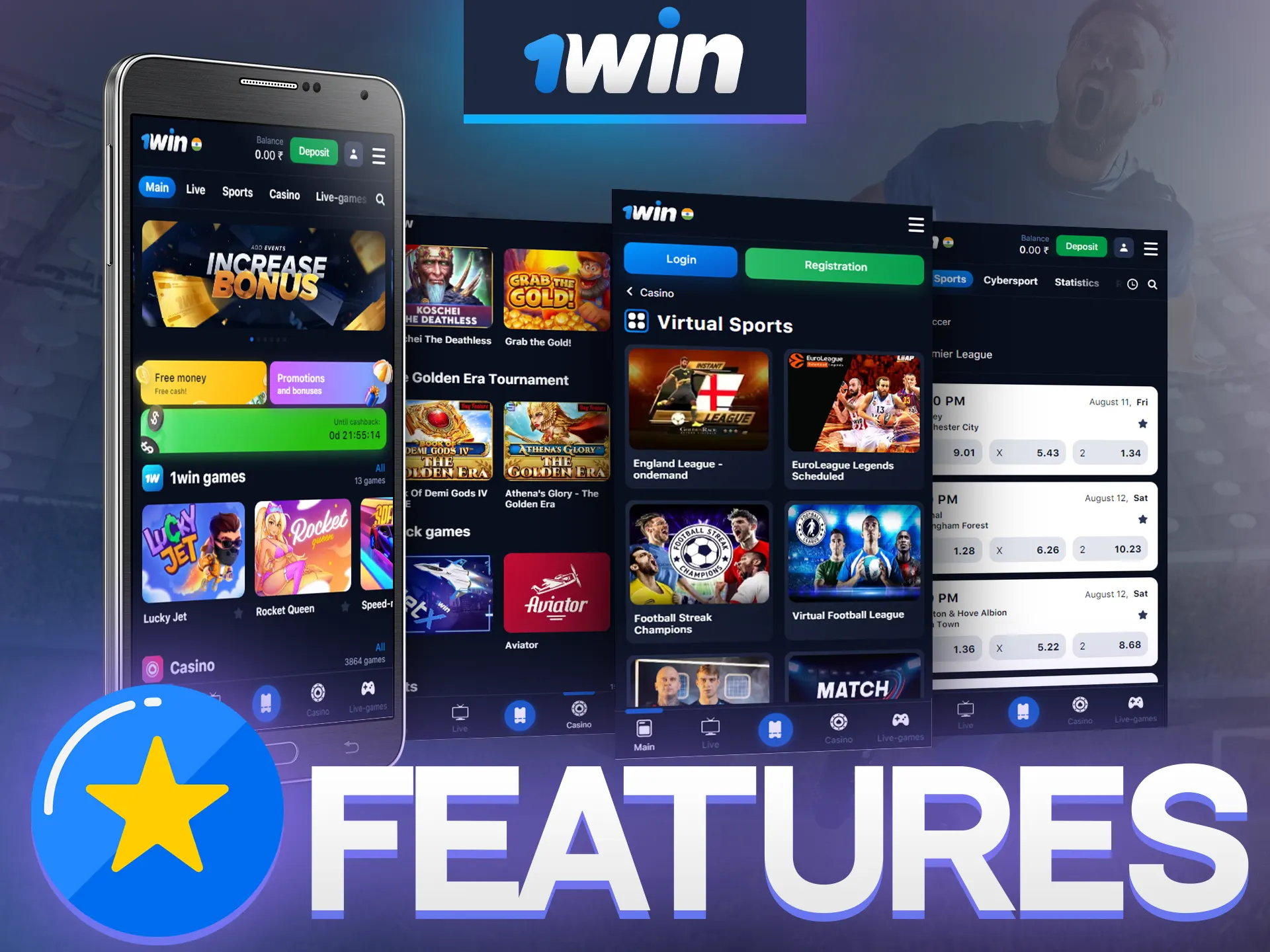 The 1Win app has convenient features.
