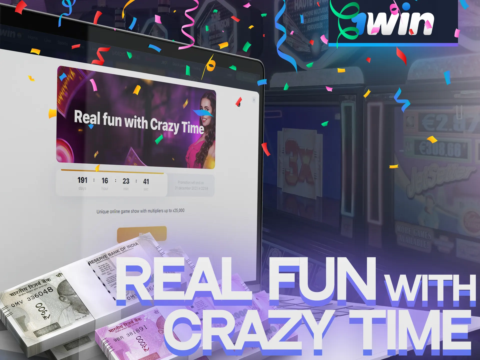 Get real fun with crazy time with 1Win.