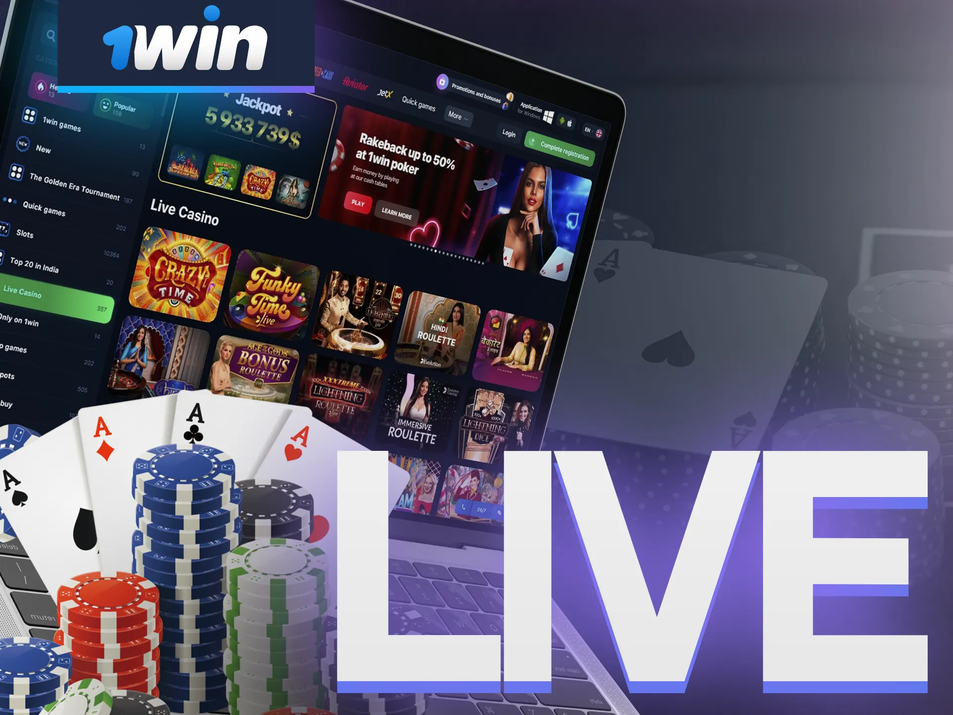 Play Live Games at 1Win Casino.