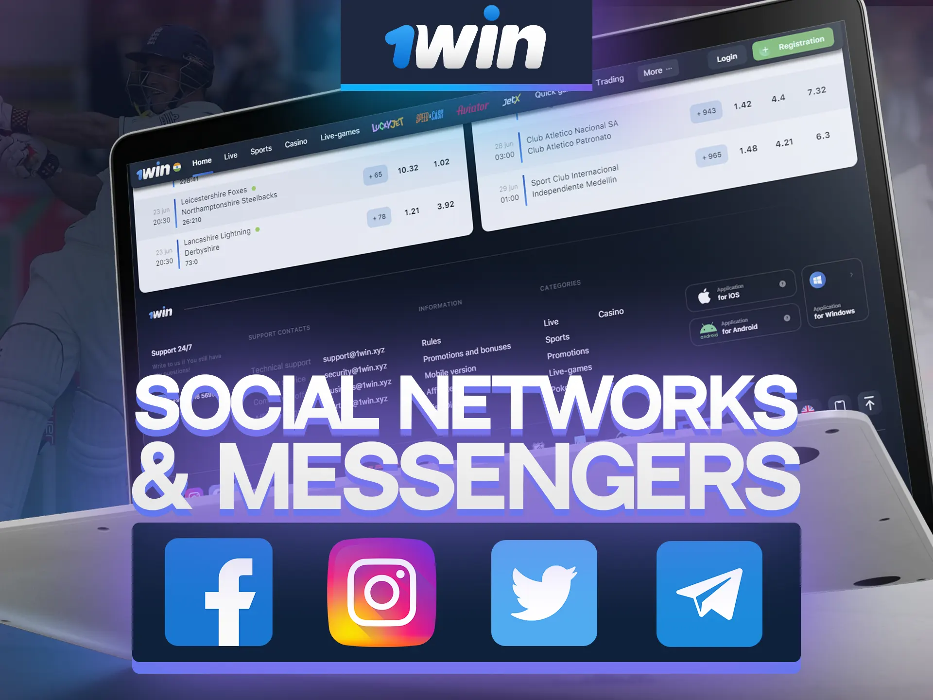 Contact 1Win support via social networks and messengers.