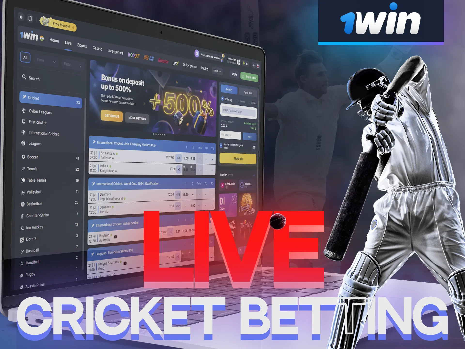 On 1win, you can bet on live cricket matches as well.