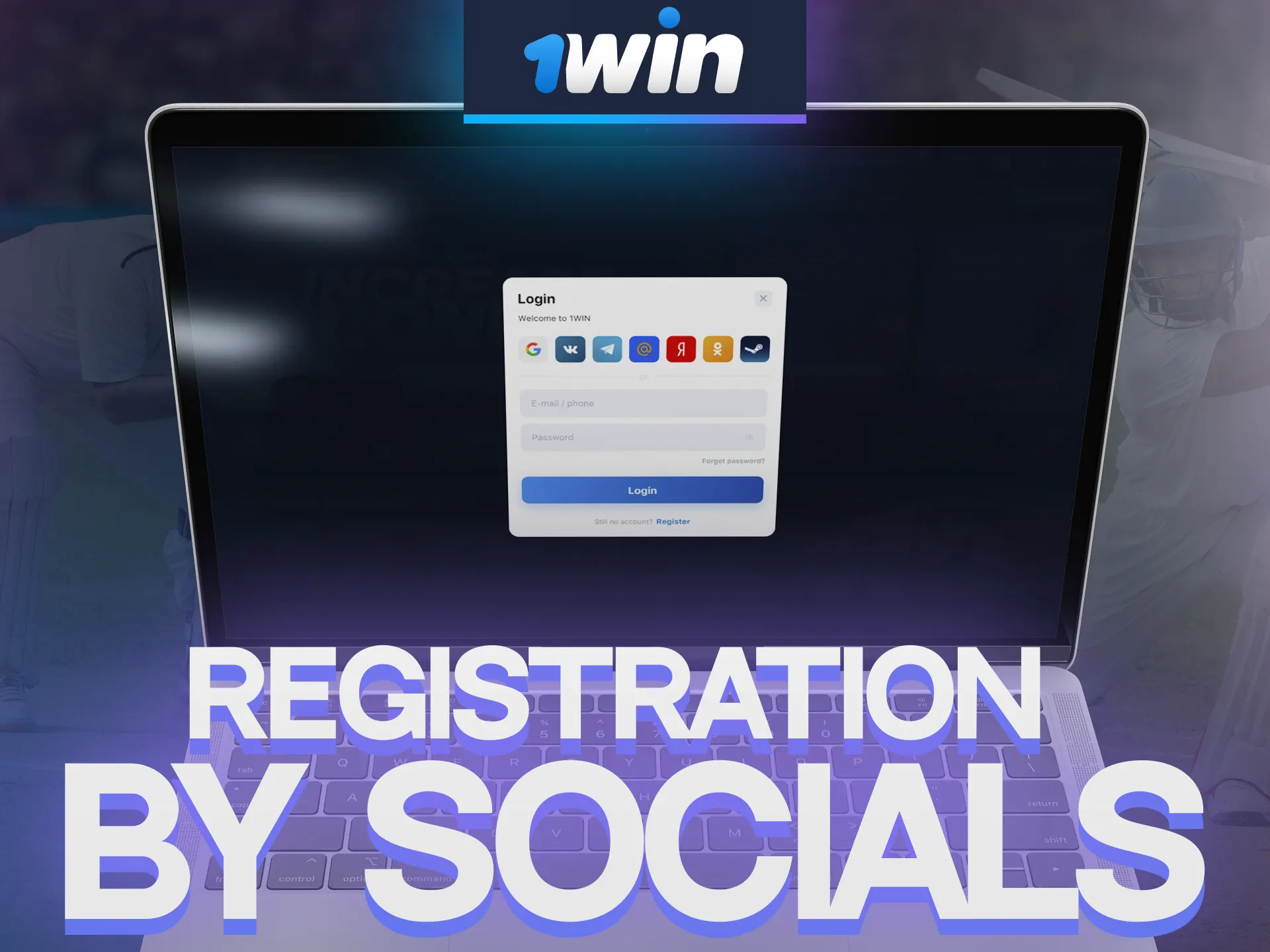 Sign up for 1Win through your social networks.