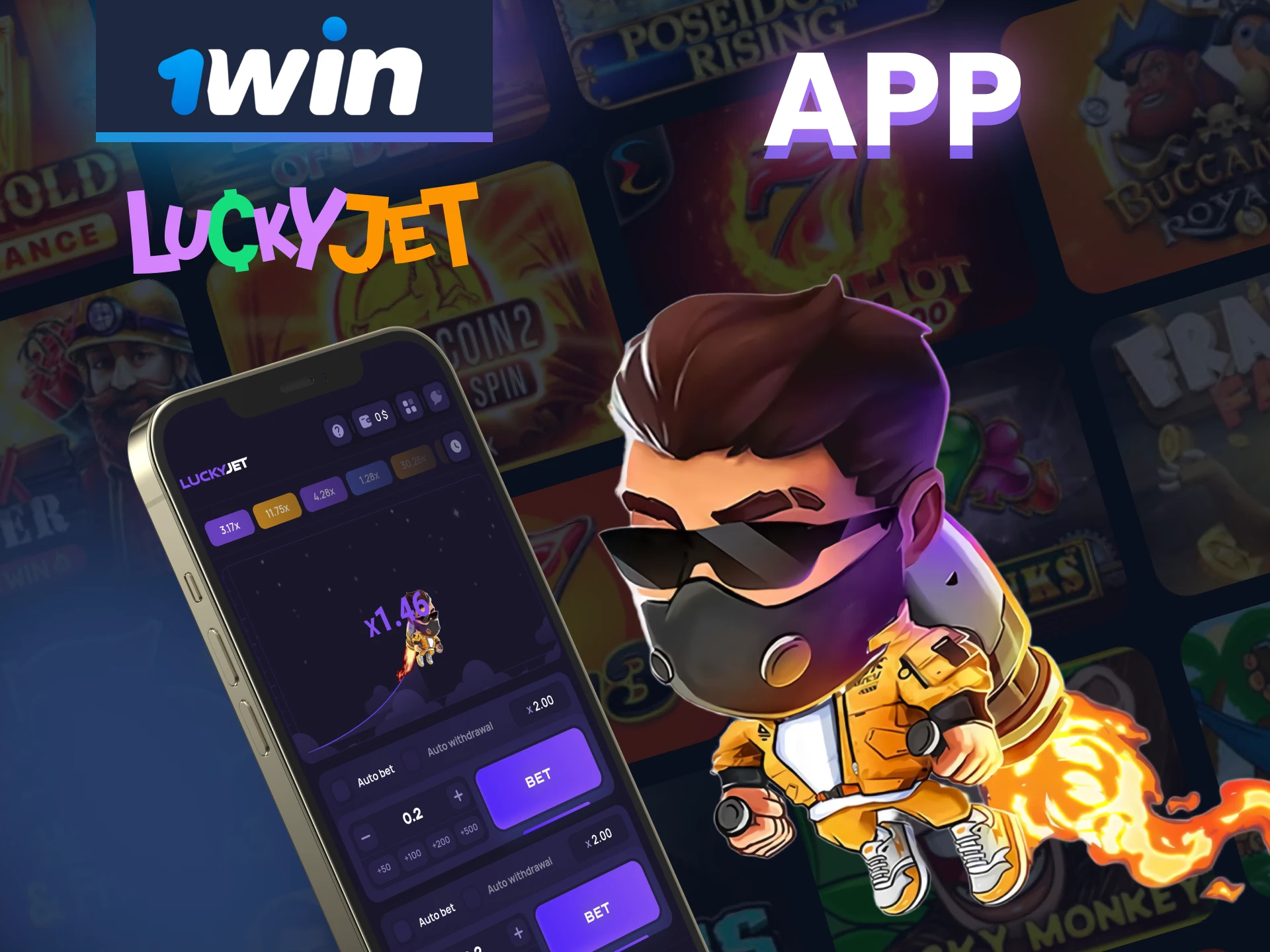 Use the 1win app on your smartphone to play Lucky Jet.