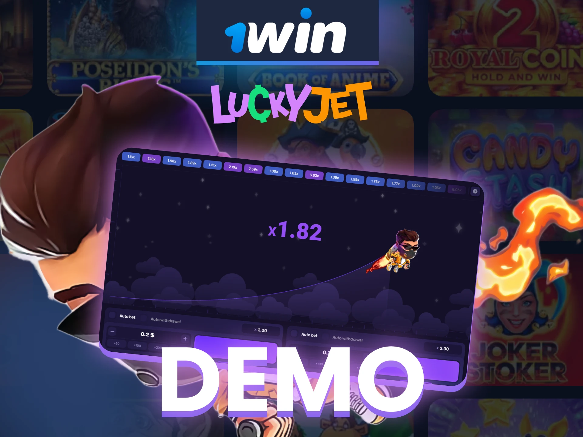 Gain experience in the demo version of the game Lucky Jet on 1win.