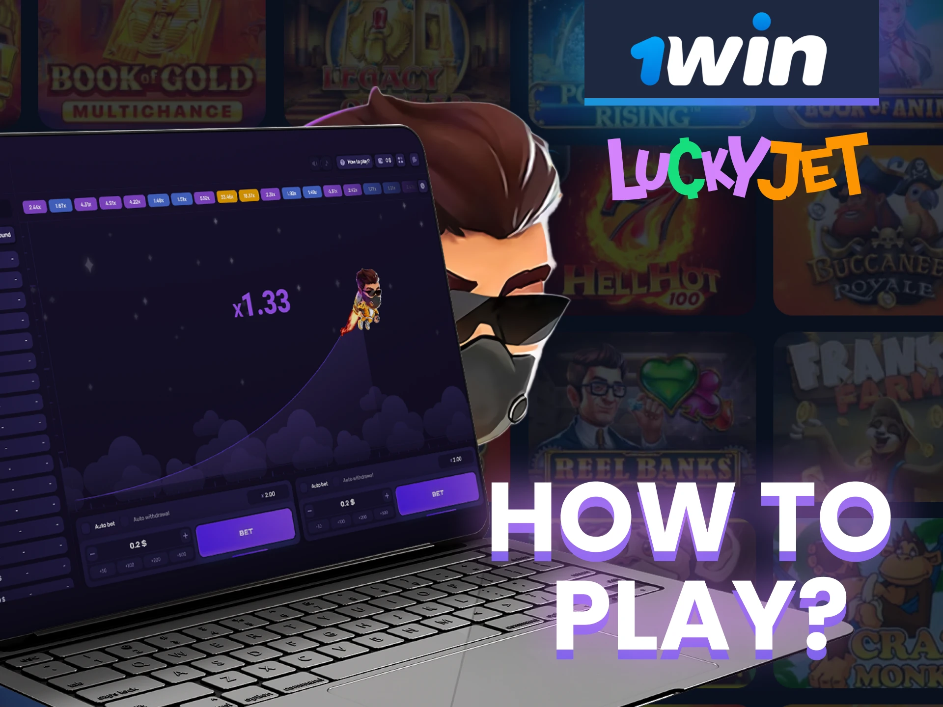 Go to the casino section to play 1win Lucky Jet.
