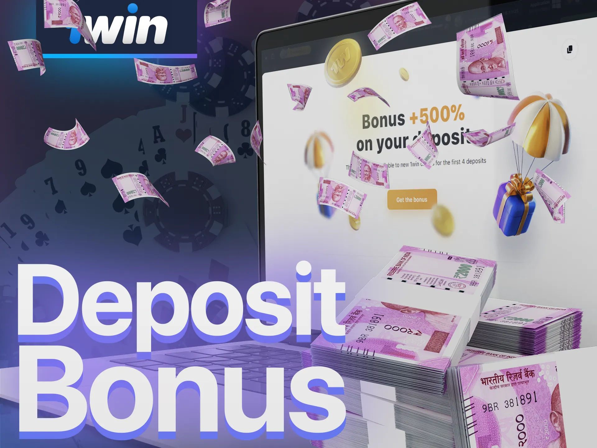 With 1Win get the best bonus on your first deposit for poker games.