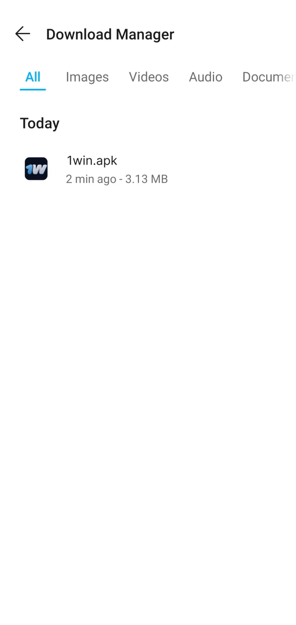 Find 1win apk file in the downloads folder on your device.