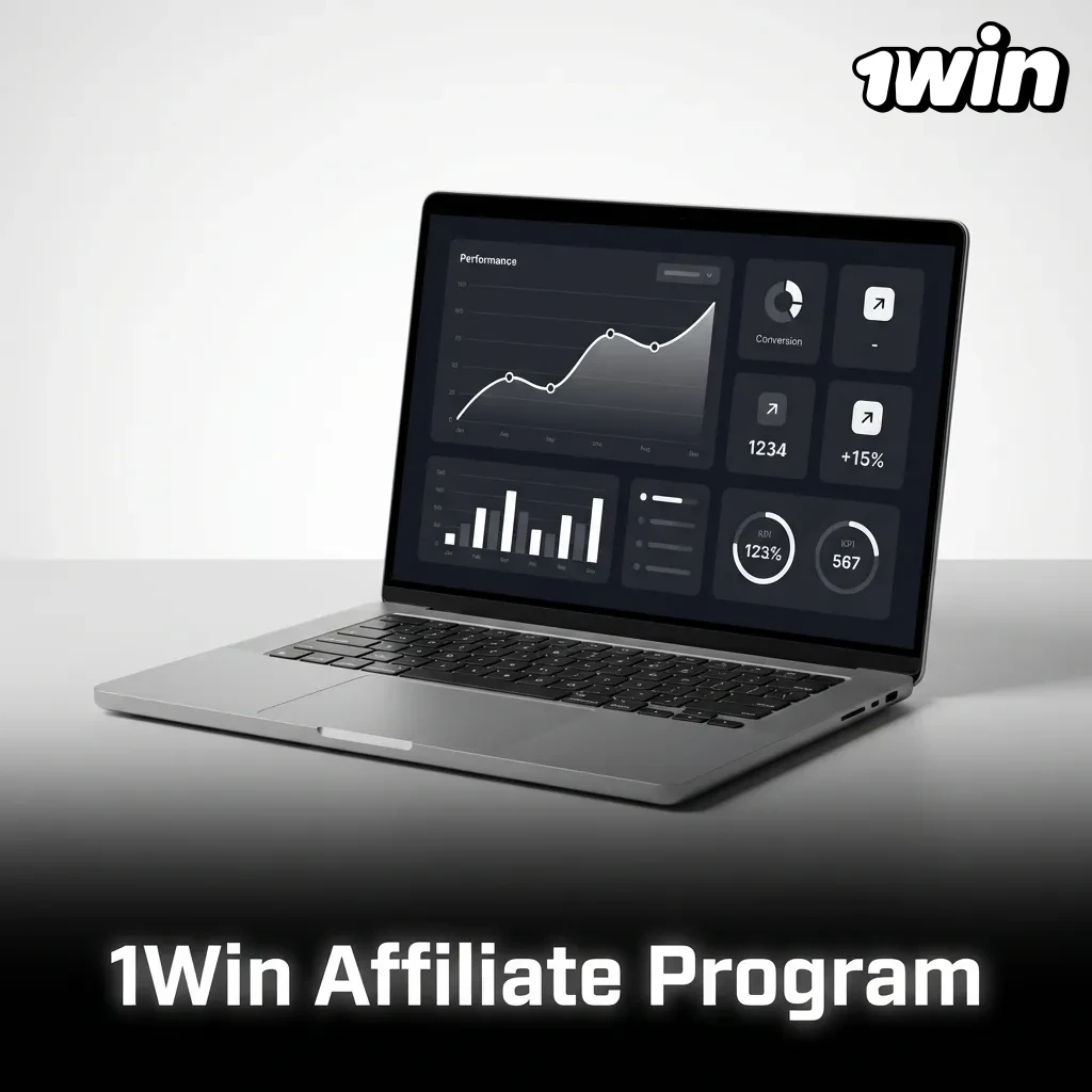 1Win Affiliate Program dashboard showing commission structures, payment options, and promotional tools for partners