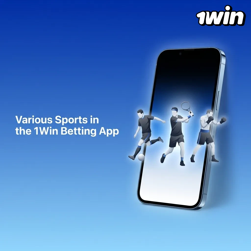1Win betting app interface showing multiple sports including cricket, football, tennis, and esports options