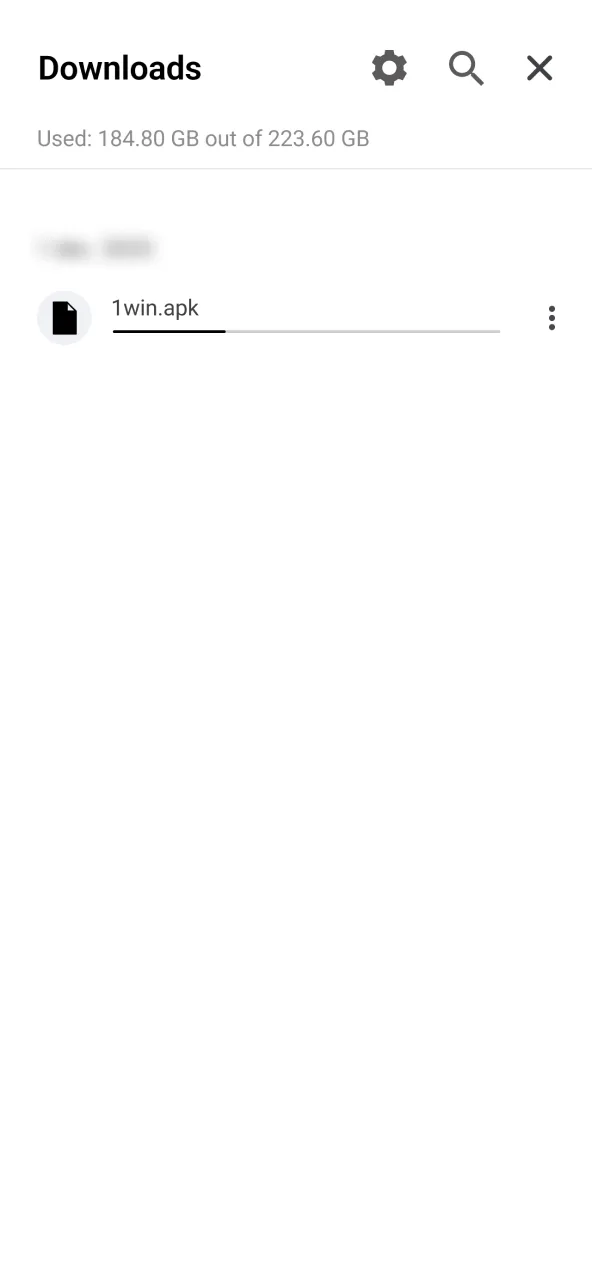 Save 1win APK file for installation on Android.