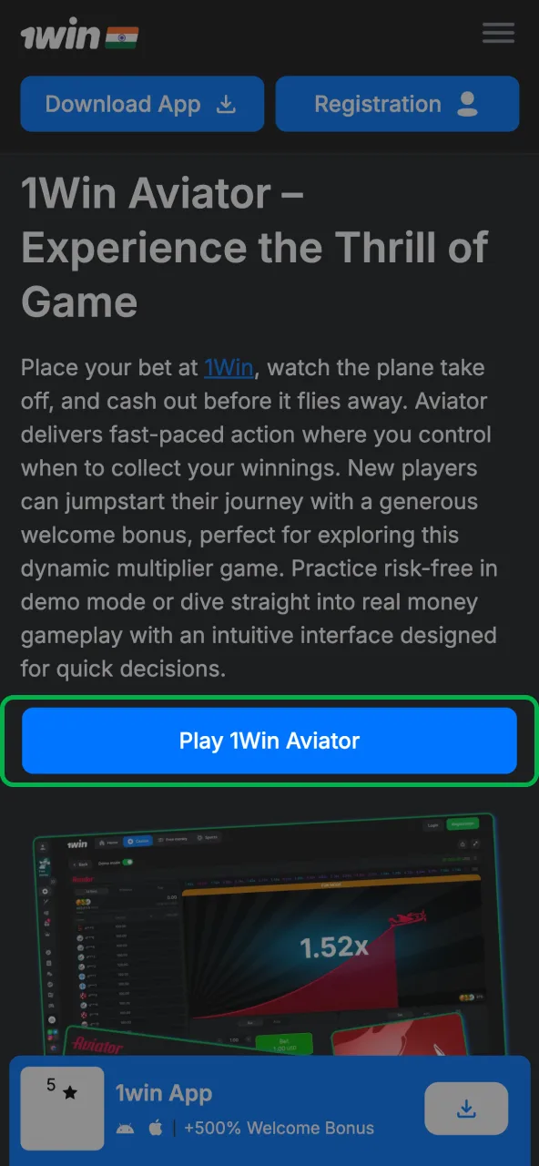 Start on 1win by pressing the registration button.