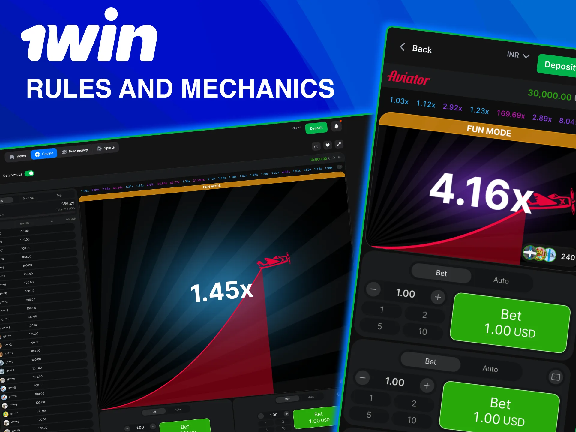 Understand Aviator on 1win with bets multipliers and auto cash out.