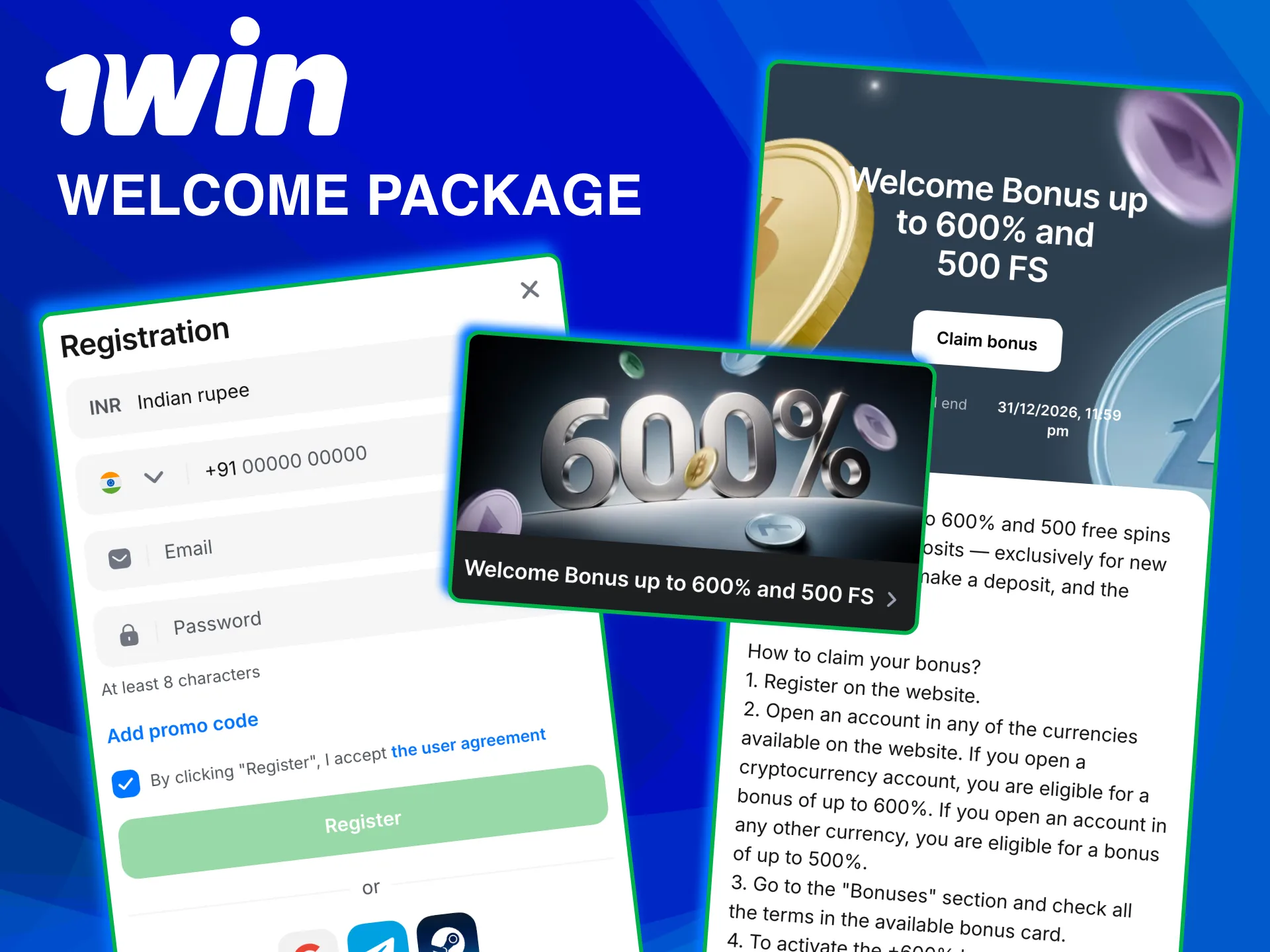 Activate 1win welcome package and use across games and bets.