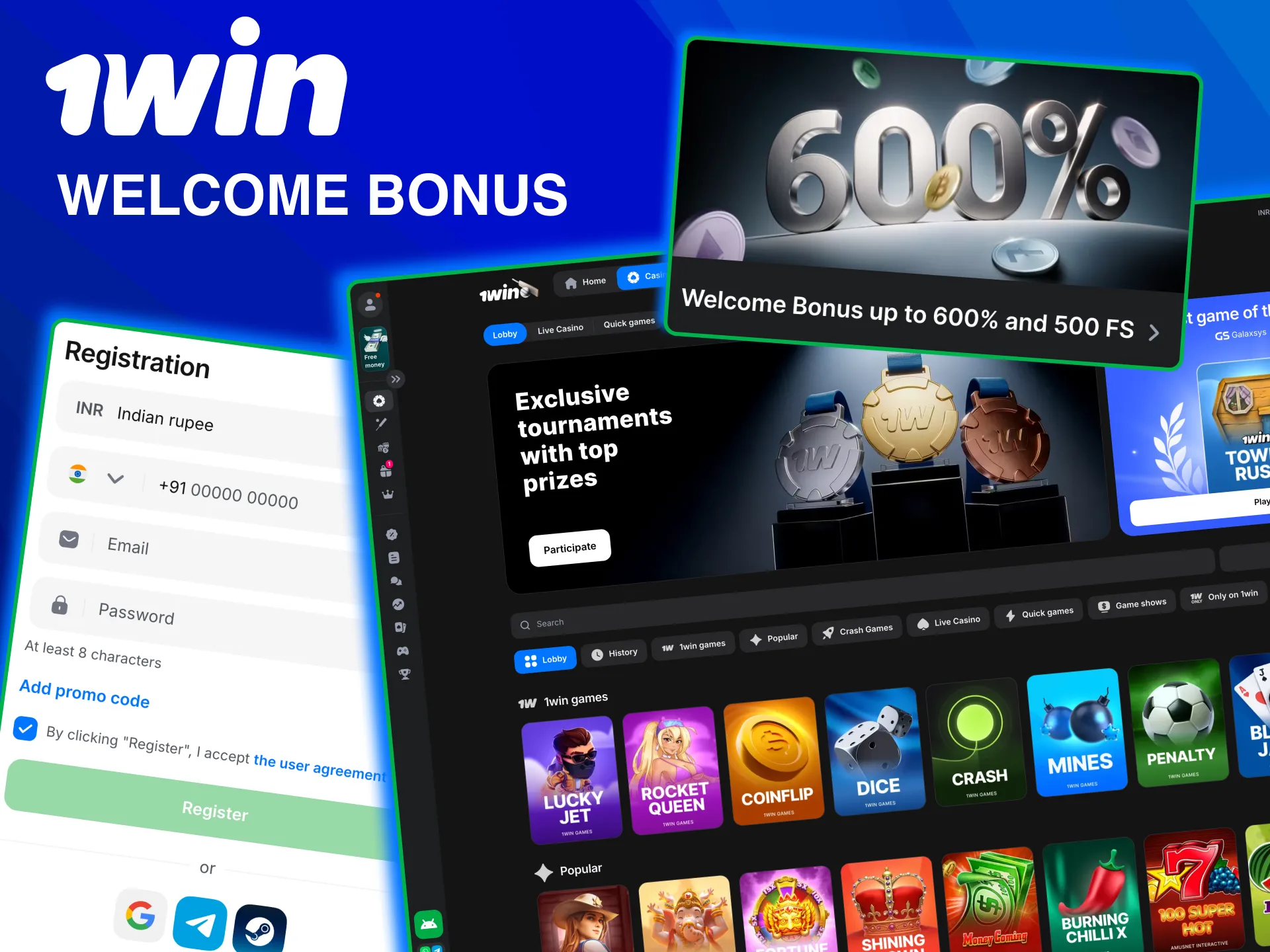 1win bonus credited on first deposit for Indian players.