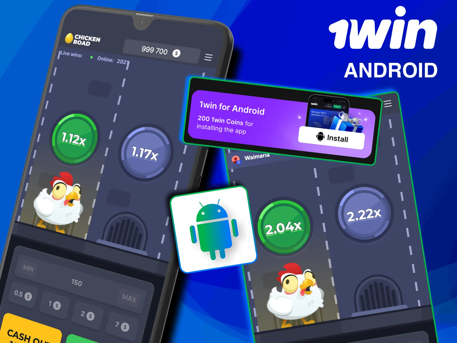 Download 1win APK install app and access Chicken Road.
