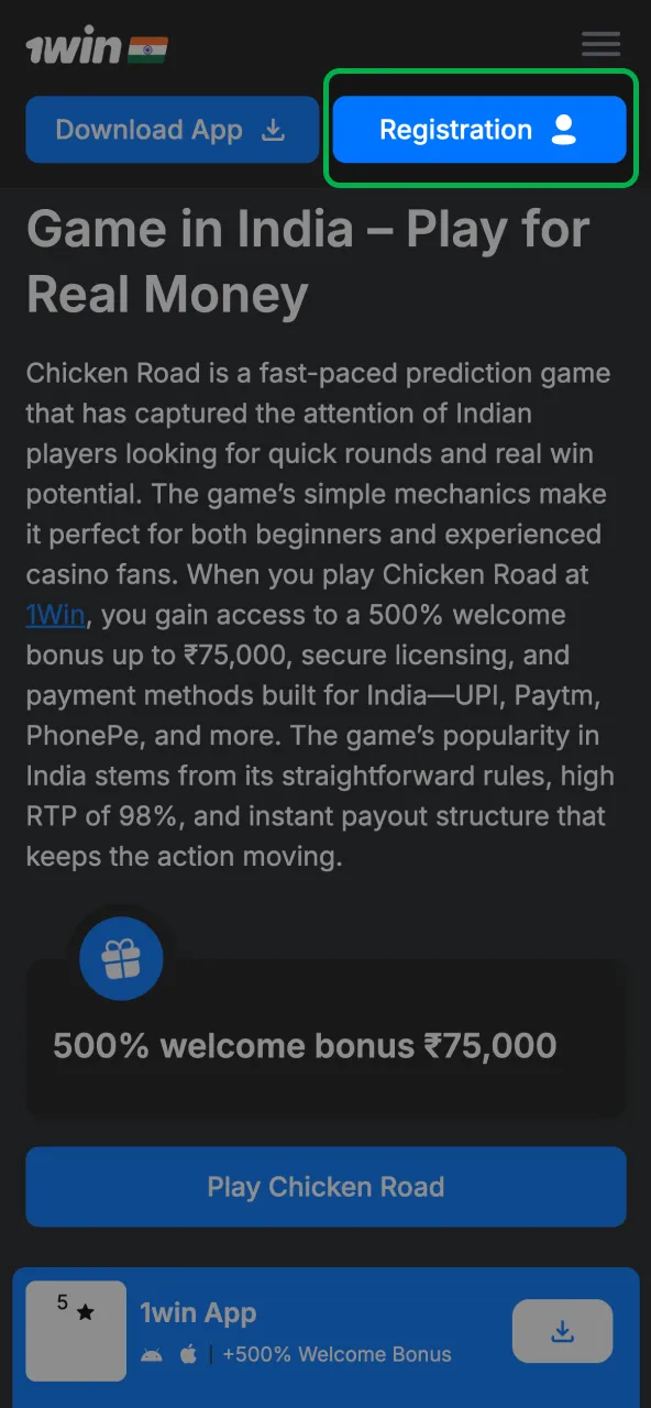 Join 1win now by clicking the sign up button.