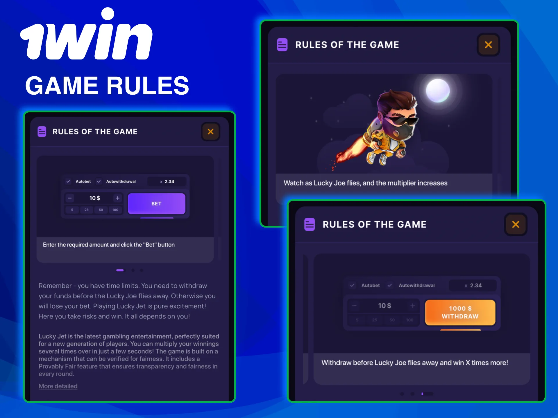 Learn Lucky Jet mechanics and auto cash-out on 1win platform.