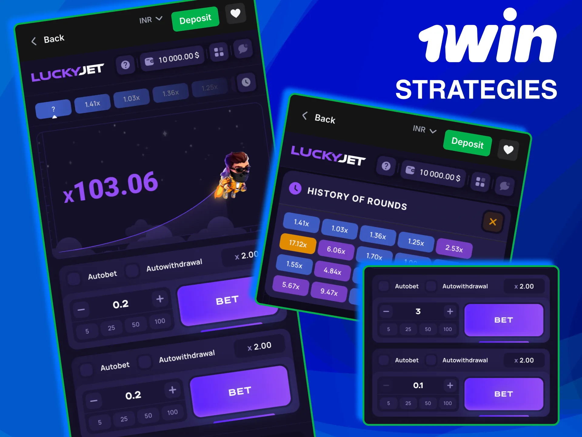 Split bets and track results for safer play on 1win Lucky Jet.