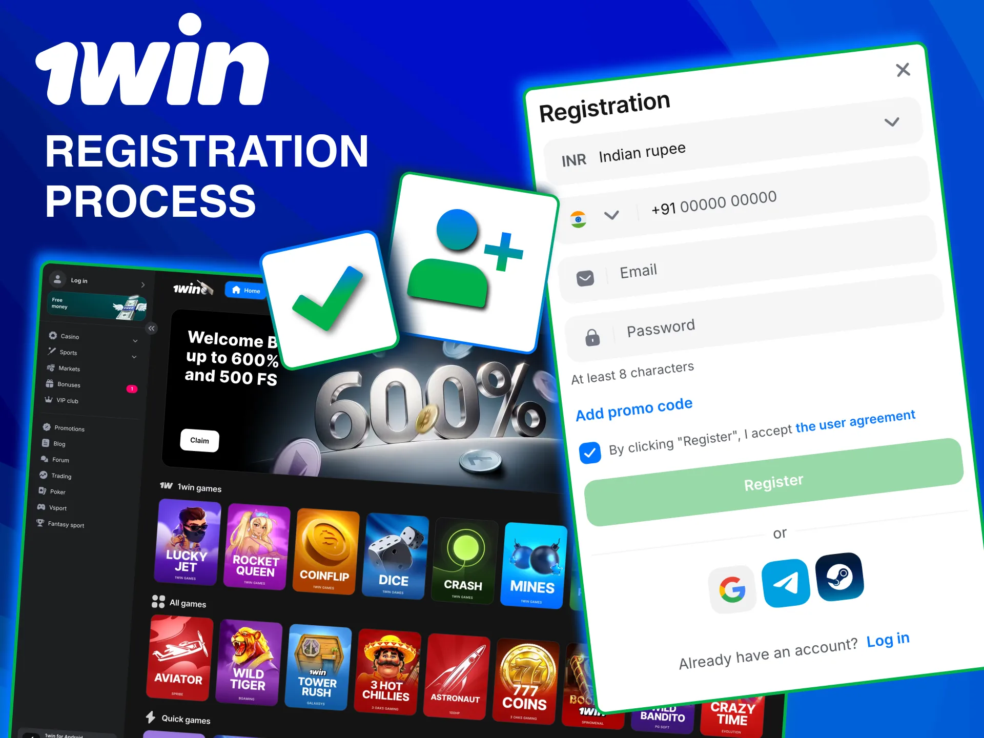 Register on 1win with simple process and quick start.