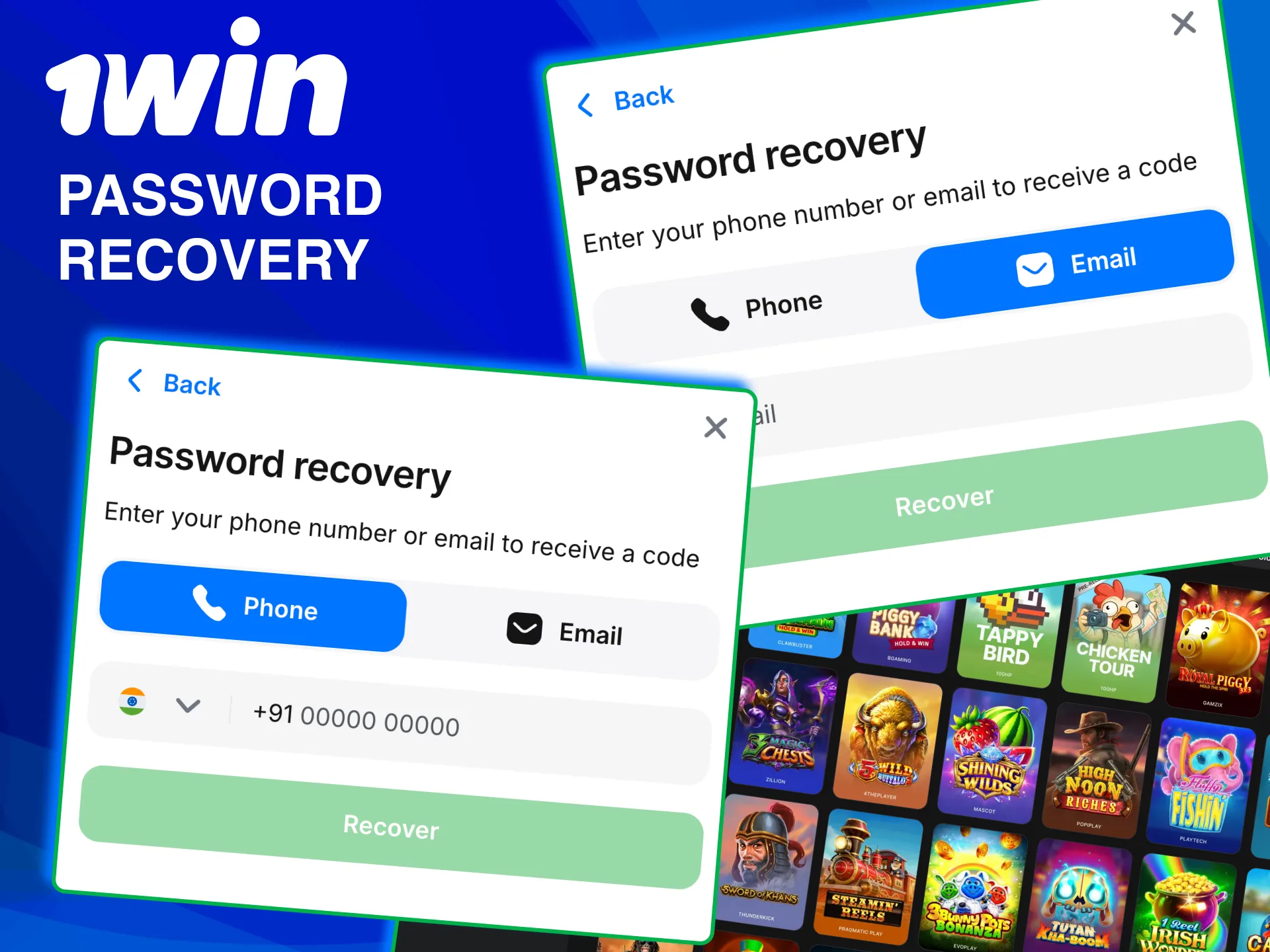 Click forgot password to regain 1win account login.
