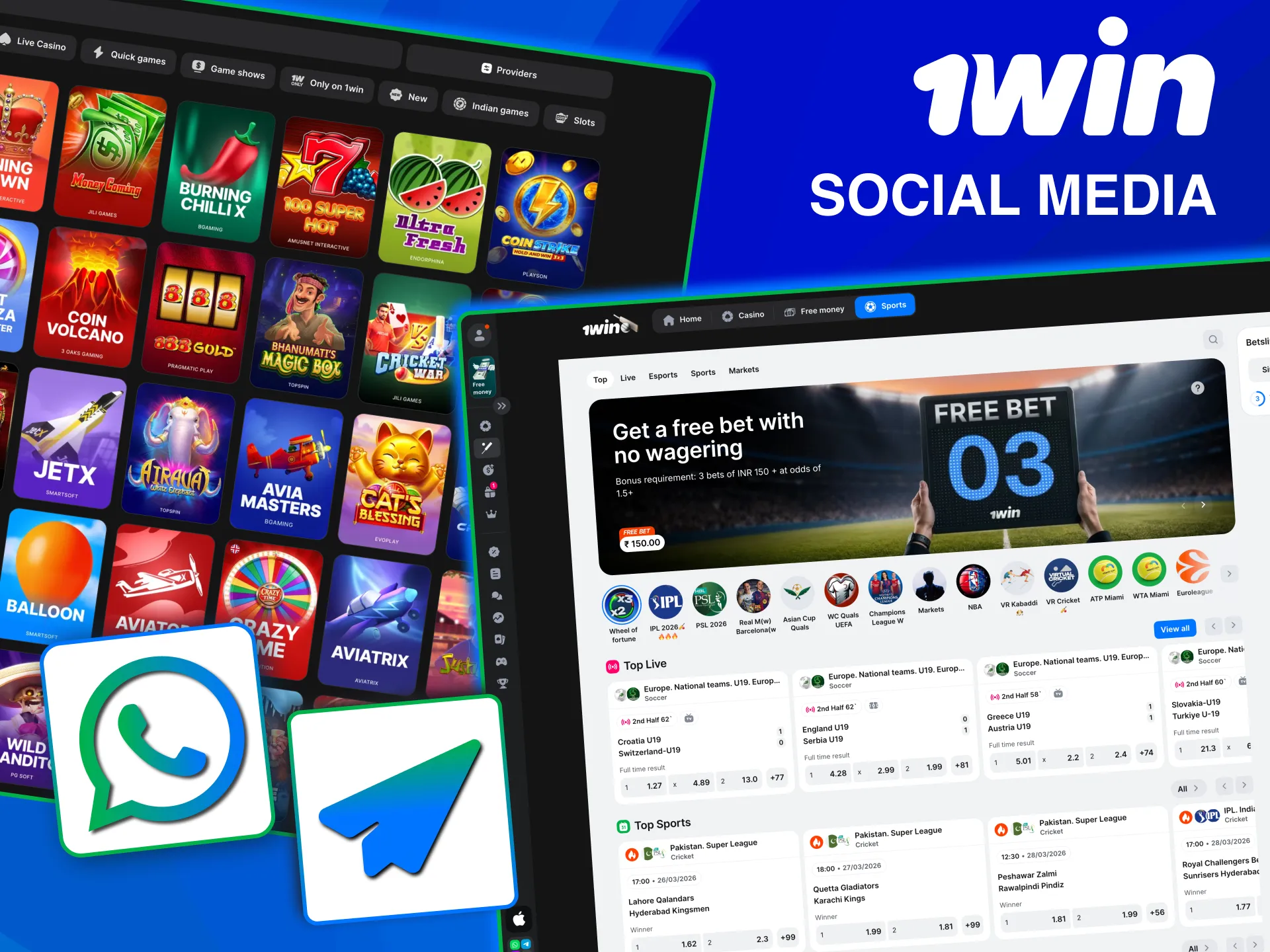 Contact 1win support via Telegram or WhatsApp for quick help.